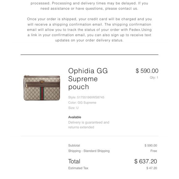 Gucci GG Supreme Monogram Large Ophidia Pouch Clutch Brown - Picture 4 of 4